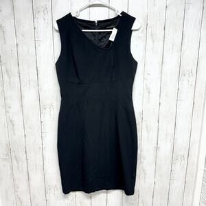 Black Halo Dress Women Size 8 Black Sleeveless Side Neckline Mini Pleated